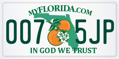 FL license plate 0075JP