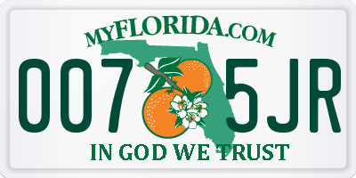 FL license plate 0075JR