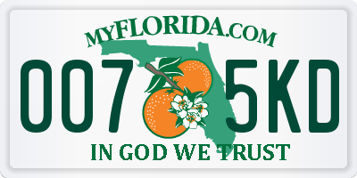 FL license plate 0075KD
