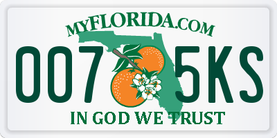 FL license plate 0075KS