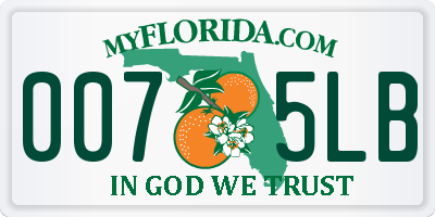 FL license plate 0075LB