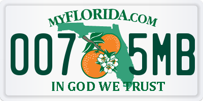 FL license plate 0075MB