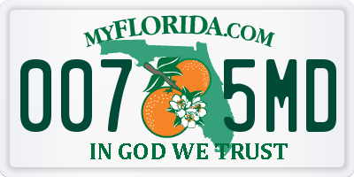 FL license plate 0075MD