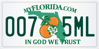 FL license plate 0075ML