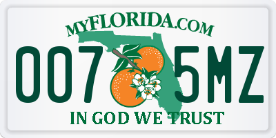 FL license plate 0075MZ
