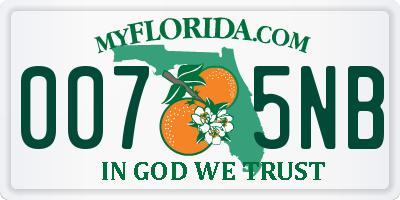 FL license plate 0075NB