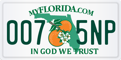 FL license plate 0075NP