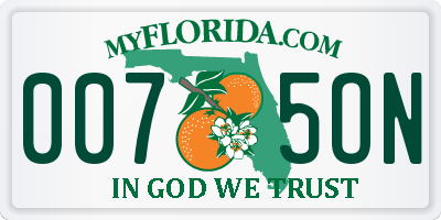 FL license plate 0075ON