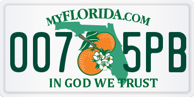 FL license plate 0075PB
