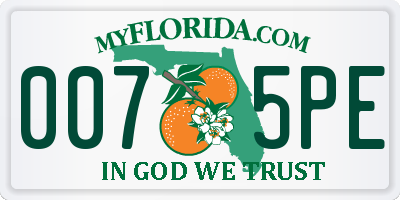 FL license plate 0075PE