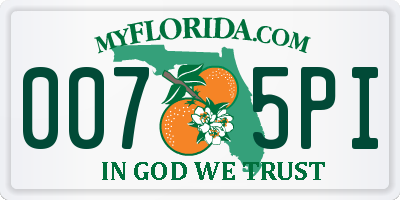 FL license plate 0075PI