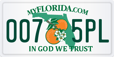 FL license plate 0075PL