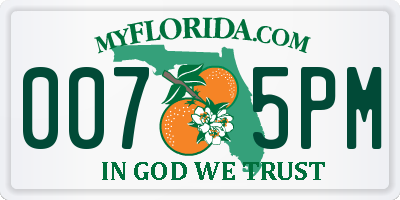 FL license plate 0075PM