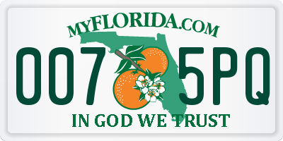 FL license plate 0075PQ