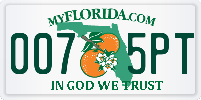FL license plate 0075PT