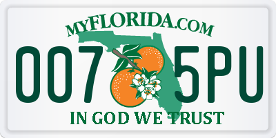 FL license plate 0075PU