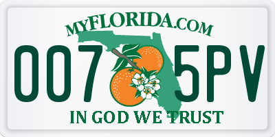 FL license plate 0075PV