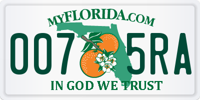 FL license plate 0075RA