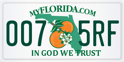 FL license plate 0075RF