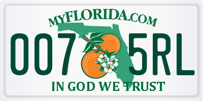 FL license plate 0075RL