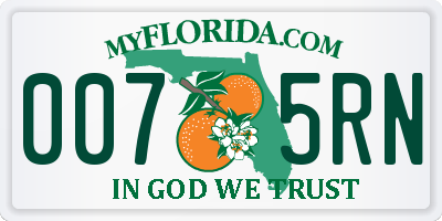 FL license plate 0075RN