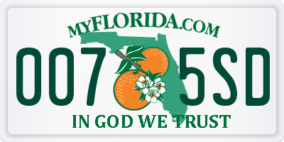 FL license plate 0075SD