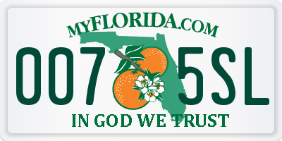 FL license plate 0075SL