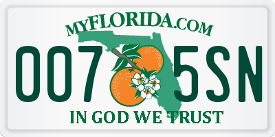 FL license plate 0075SN