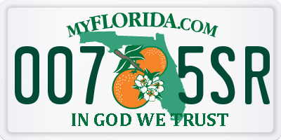 FL license plate 0075SR