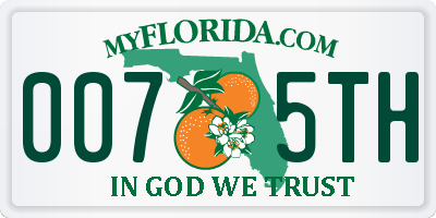 FL license plate 0075TH
