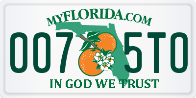 FL license plate 0075TO