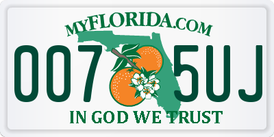 FL license plate 0075UJ