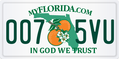 FL license plate 0075VU