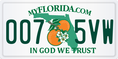 FL license plate 0075VW