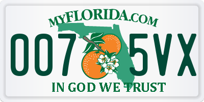 FL license plate 0075VX