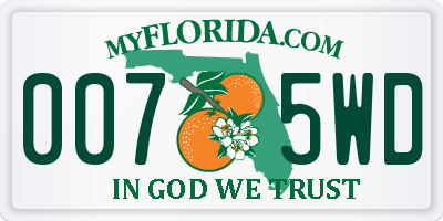 FL license plate 0075WD
