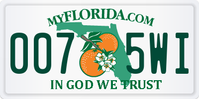 FL license plate 0075WI
