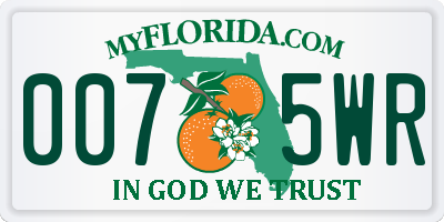 FL license plate 0075WR