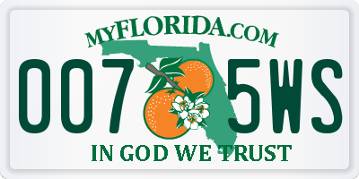 FL license plate 0075WS