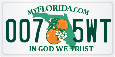 FL license plate 0075WT