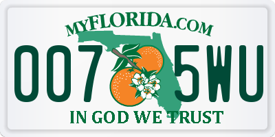 FL license plate 0075WU