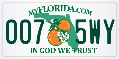 FL license plate 0075WY