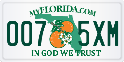 FL license plate 0075XM