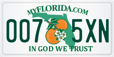 FL license plate 0075XN