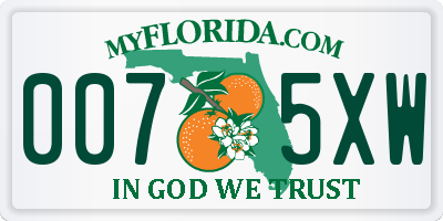 FL license plate 0075XW
