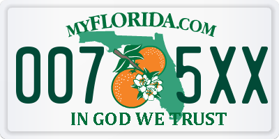 FL license plate 0075XX