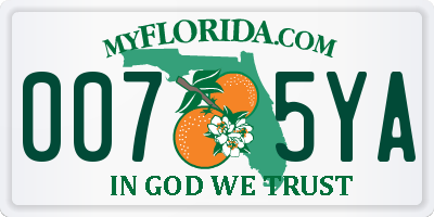 FL license plate 0075YA
