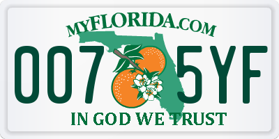 FL license plate 0075YF