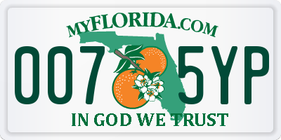 FL license plate 0075YP