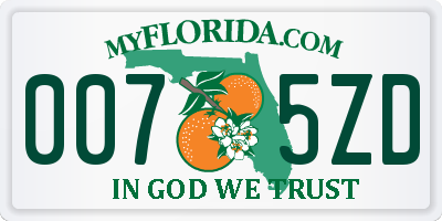 FL license plate 0075ZD
